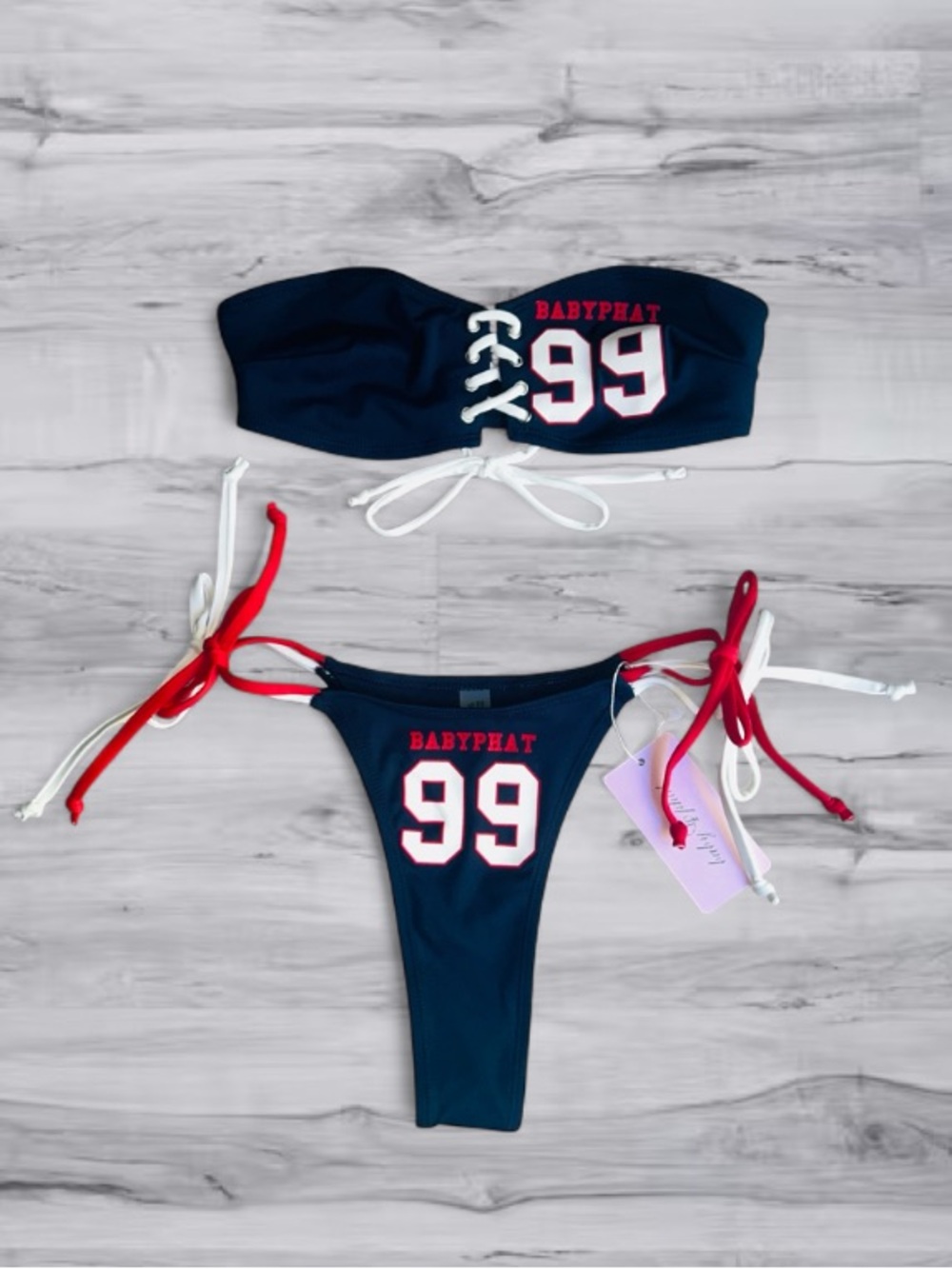 ❤️🔥 Baby Phat Lace Up 99 Bandeau Bikini Set Small NWT